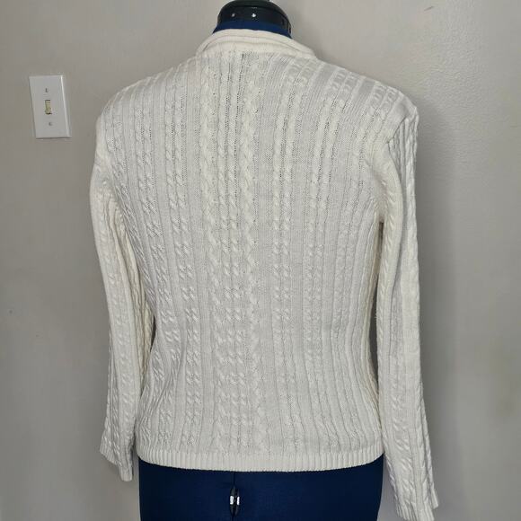 Jennifer Moore White Corton Cable Knit Sweater Size XL - Picture 3 of 6